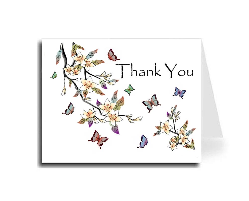 Artisan Decor Elegant Butterflies Thank You Card Set of 5 (Papyrus Font)