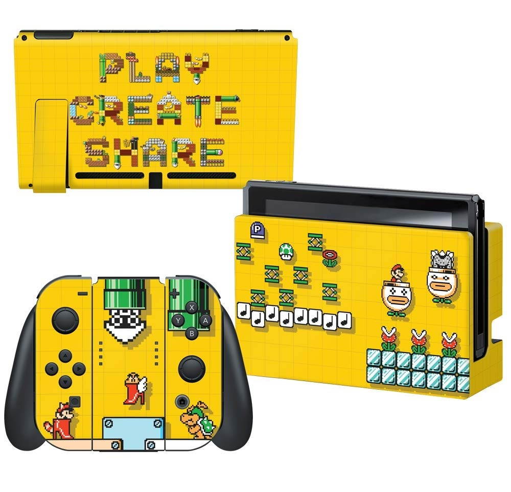 Controller Gear Nintendo Switch Skin & Screen Protector Set - Super Mario Maker 2 - Here We Go - Nintendo Switch