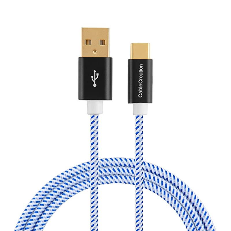 USB Type C Cable 1.6ft,  Braided USB C to A Cable 3A Fast Charging 480Mbps Data, Compatible with New MacBook (Pro), GoPro Hero 7 6 5, Pixel 3 XL, Yoga 900, 0.5M, Blue [56K Resistor]