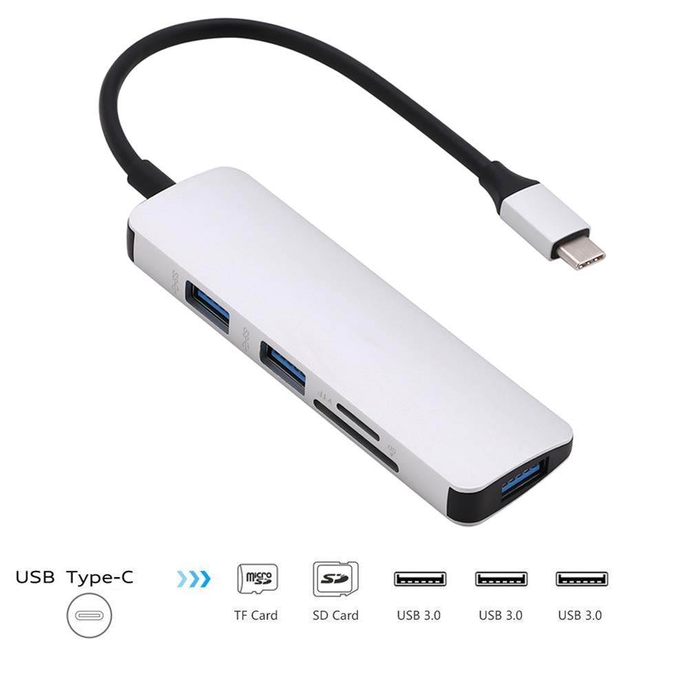 Type-C Card Reader with 3 x USB 3.0 HUB, USB-C to USB SD TF HUB, USB C to SD/TF Card Reader.