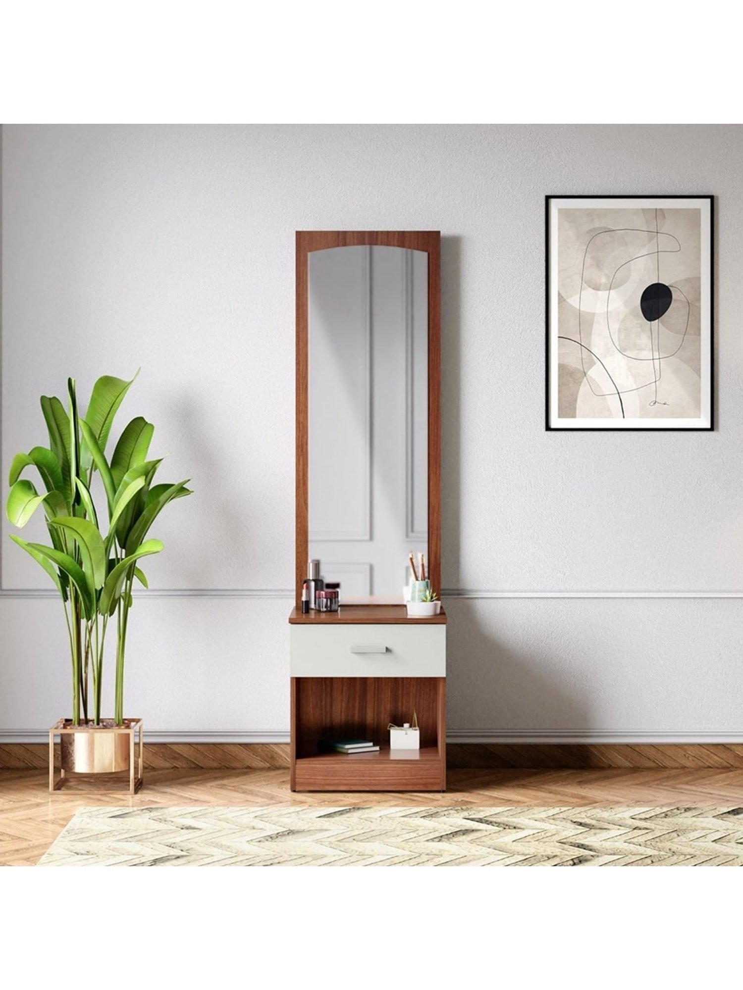 Godrej Interio Aero Valigny Oak Engineered Wood Standerd Dressing Table