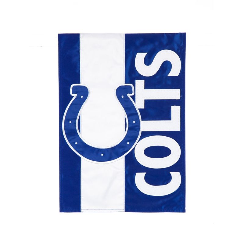 Team Sports America Indianapolis Colts Outdoor Safe Double-Sided Embroidered Logo Applique Garden Flag, 12.5 x 18 inches