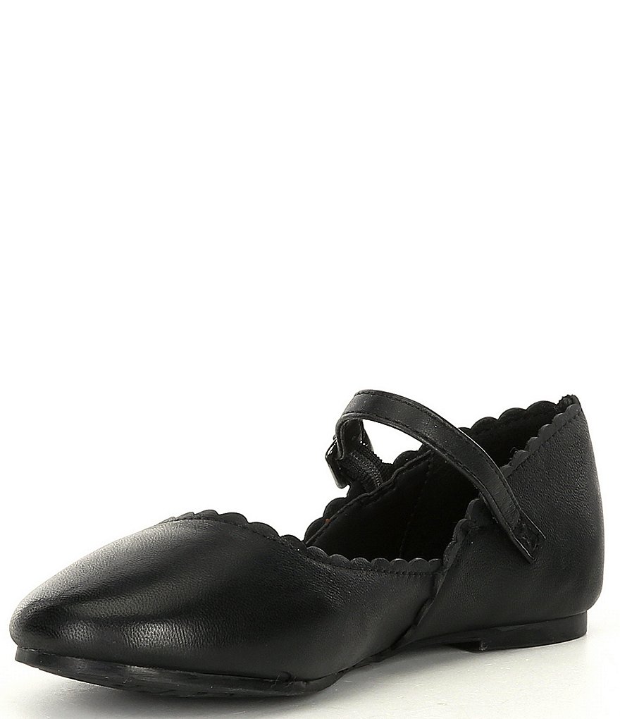 Copper Key Girls' Quetee Scalloped Leather Mary Jane Flats (Infant)
