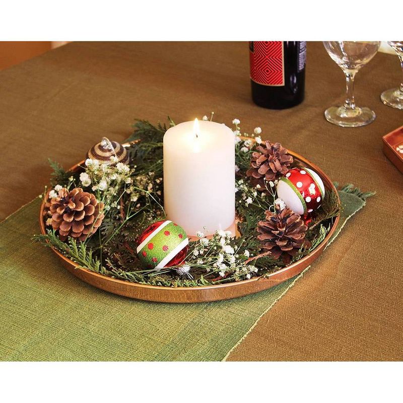 12.5" Decorative Round Stainless Steel Tray Copper Plated Finish - ACHLA Designs