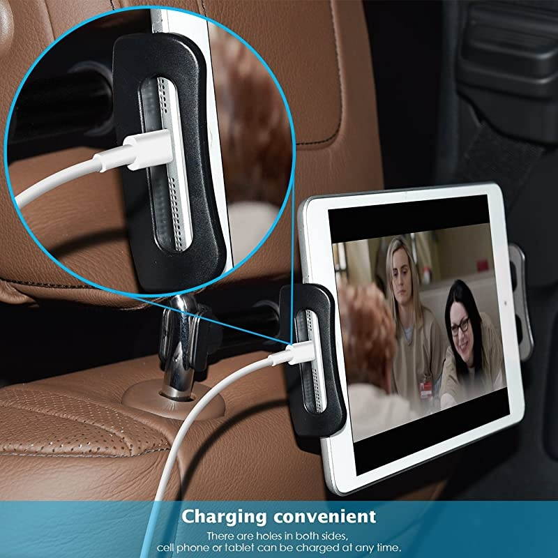 Car Headrest Mount  Tablet Headrest Holder Stand Cradle Compatible with Devices Such as iPad Pro Air Mini Galaxy Tabs Other 47 105 Cellphones and Tablets Black