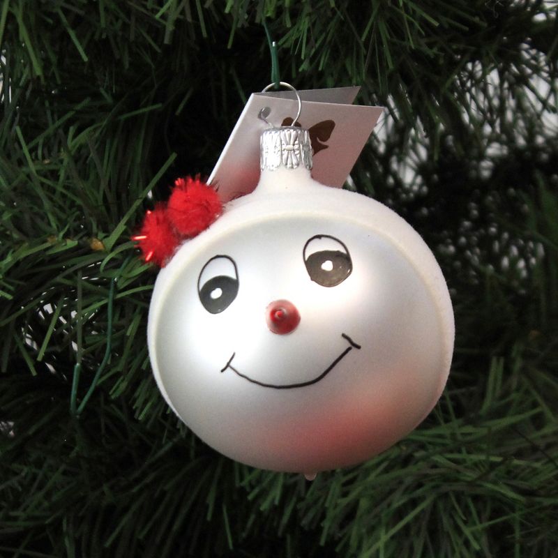 Golden Bell Collection 2.75" Snowman With Red Pom Hat Glittered Ornament  -  Tree Ornaments