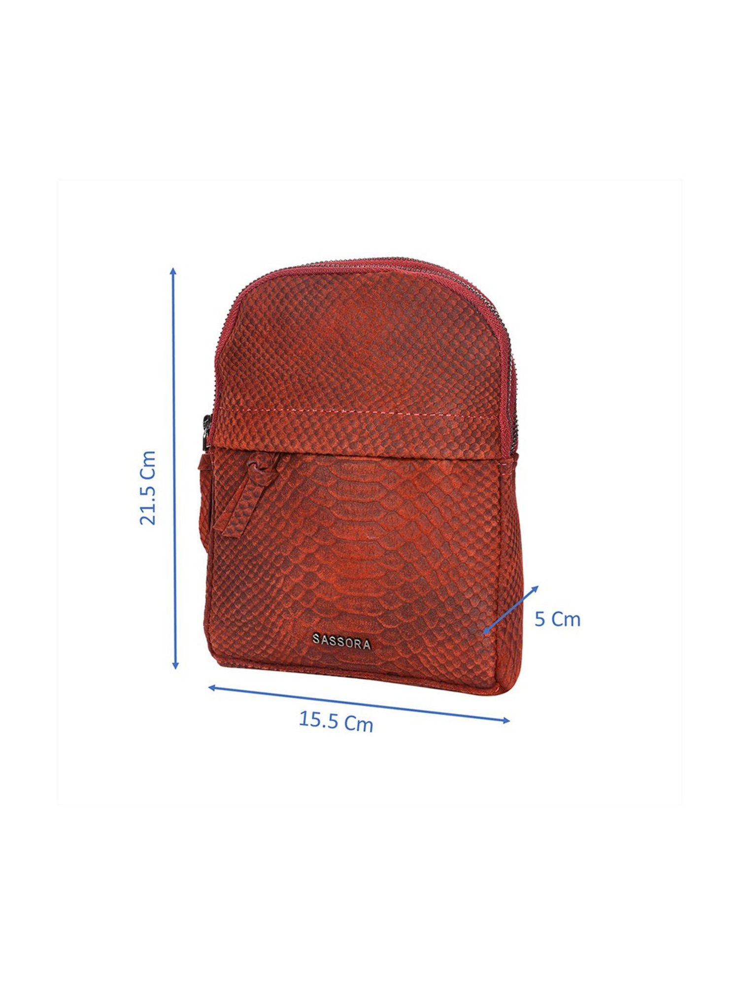 SASSORA Red MEI Animal Effect Small Leather Backpack