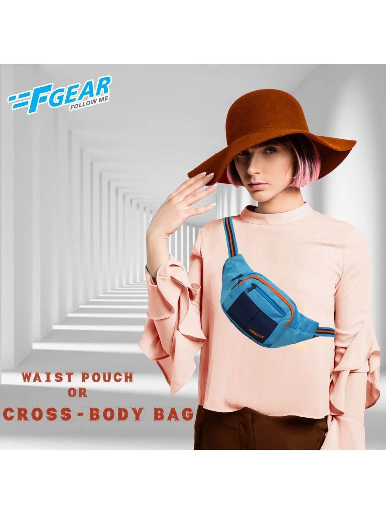 F Gear Blue Solid Waist Pouch