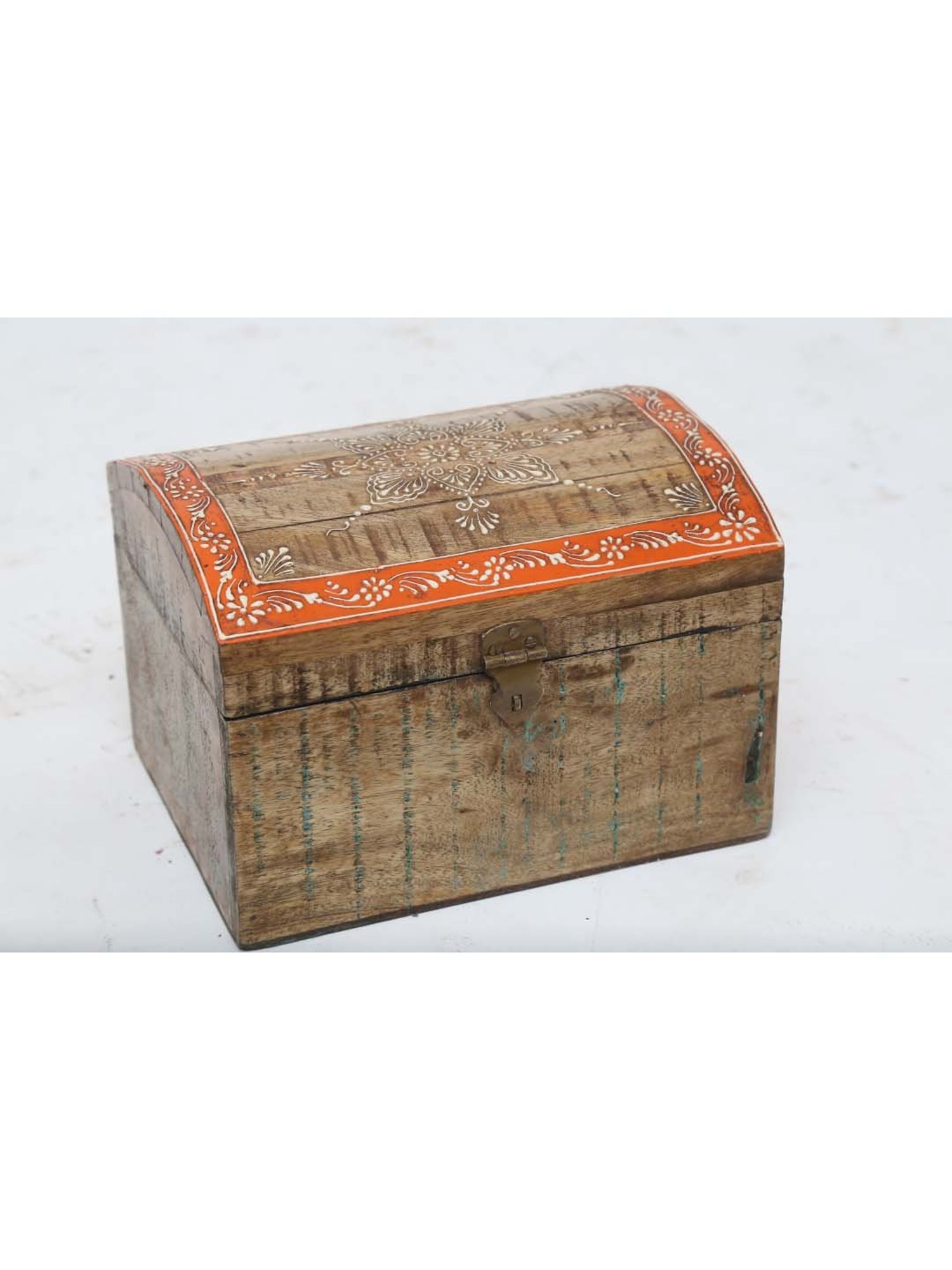 Artisans Rose Brown & Orange Mango Wood Jewellery Box - Set of 1