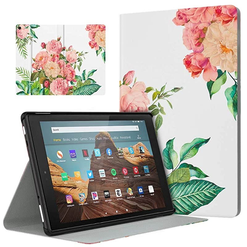 Case Fits AllNew  Fire HD 10 Tablet Case 7th and 9th Generations 2017 and 2019 Releases Lightweight Stand Cover with Auto WakeSleep Blooming Bouquet