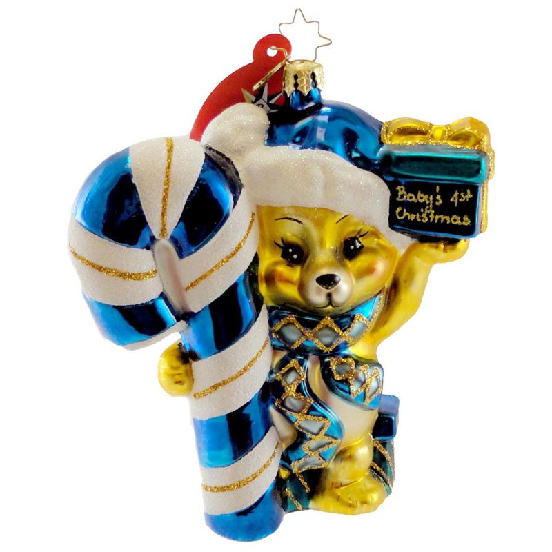 Christopher Radko Baby's First Christmas Boy Ornament Boy Bear  -  Tree Ornaments
