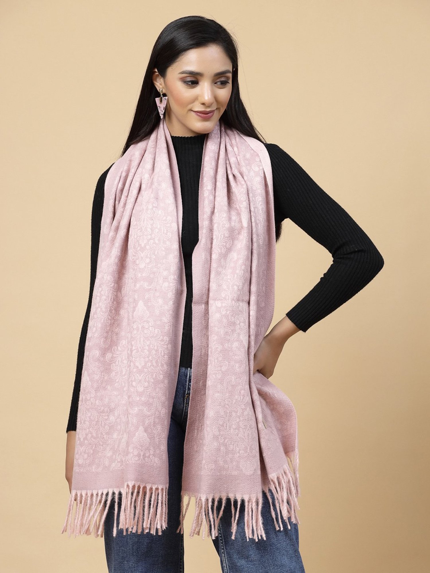 Mafadeny Pink Printed Stole