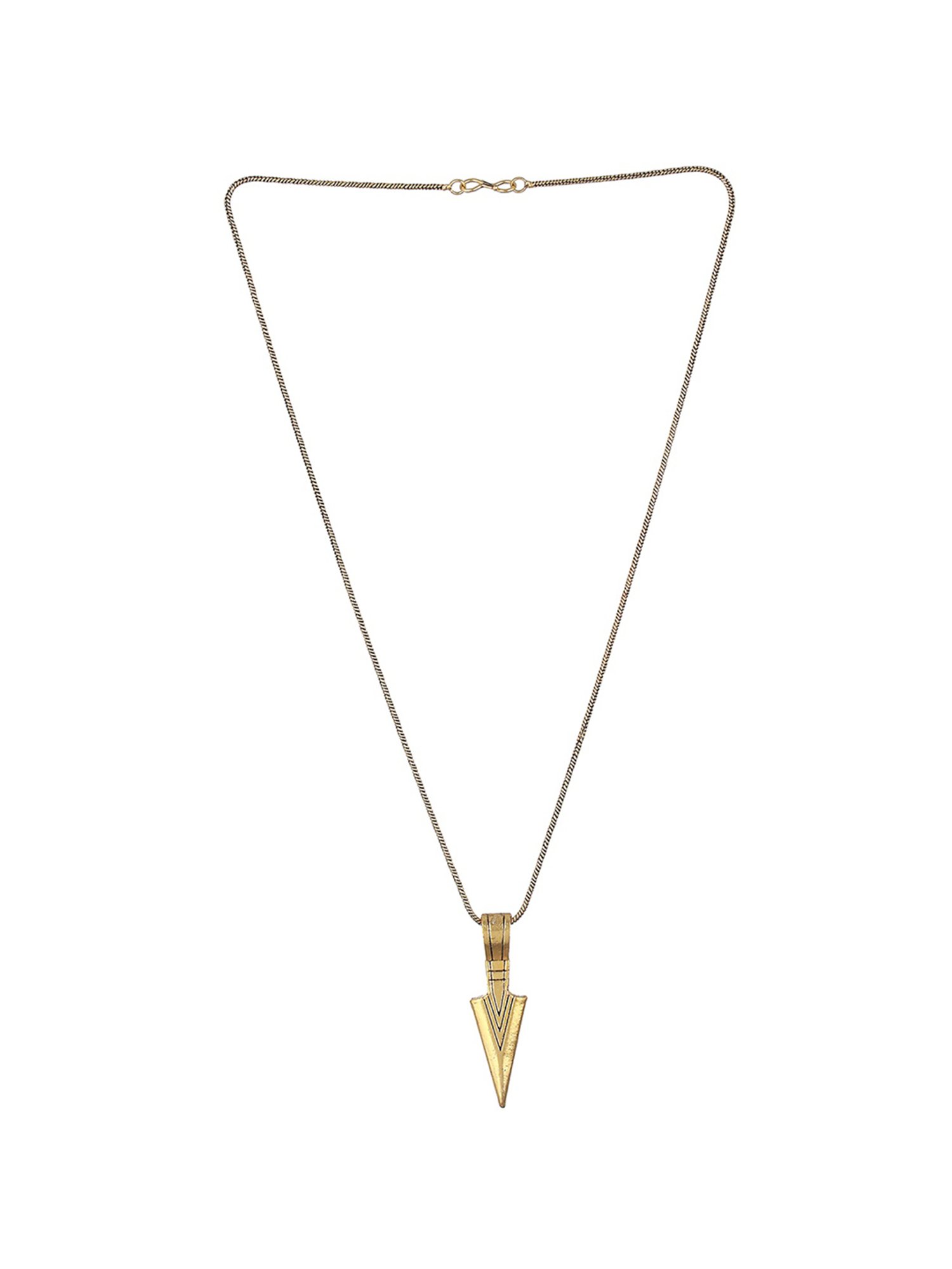 Bold by Priyaasi Striped Arrow Golden Casual Pendant With Chain for Men