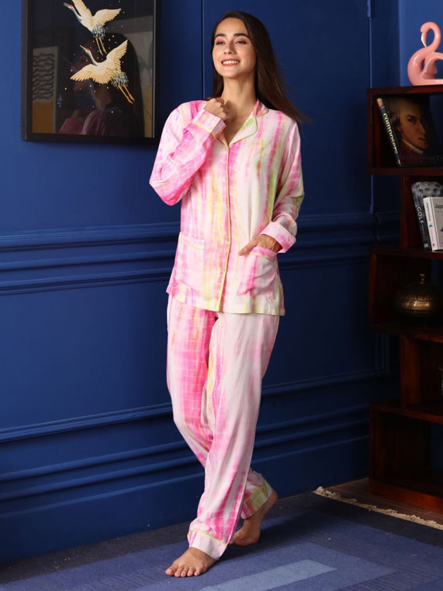 Dusk Attire Pink Perfect Mingle Tie & Dye Pyjama Set