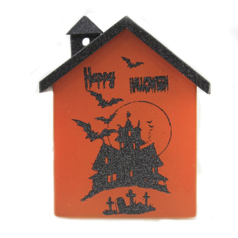 Stony Creek 6.5" Halloween Small Glass House Bats Spooky Glitter  -  Decorative Vases