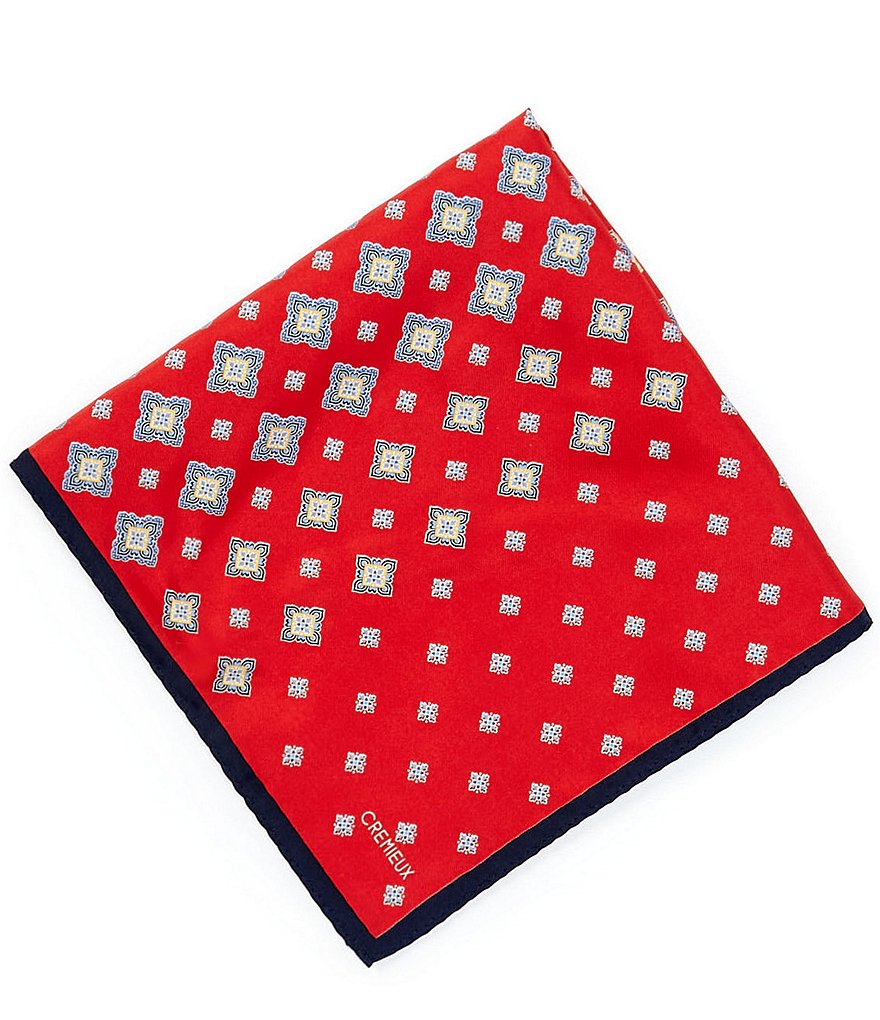 Cremieux Caveni Medallion Silk Pocket Square