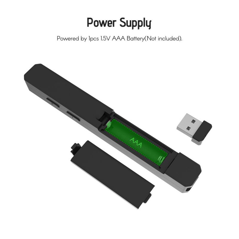 Noomya M100 Powerpoint Presenter PPT Clicker 2.4GHz Red Pointer Wireless Remote with USB Receiver 50 Meters Remote Control Presentation for School Office Teaching Training for Windows MAC System