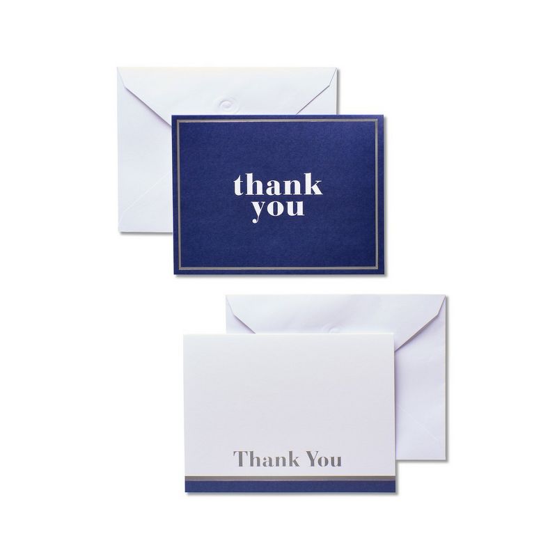 50ct Blue And White Thank You Cards And Envelopes