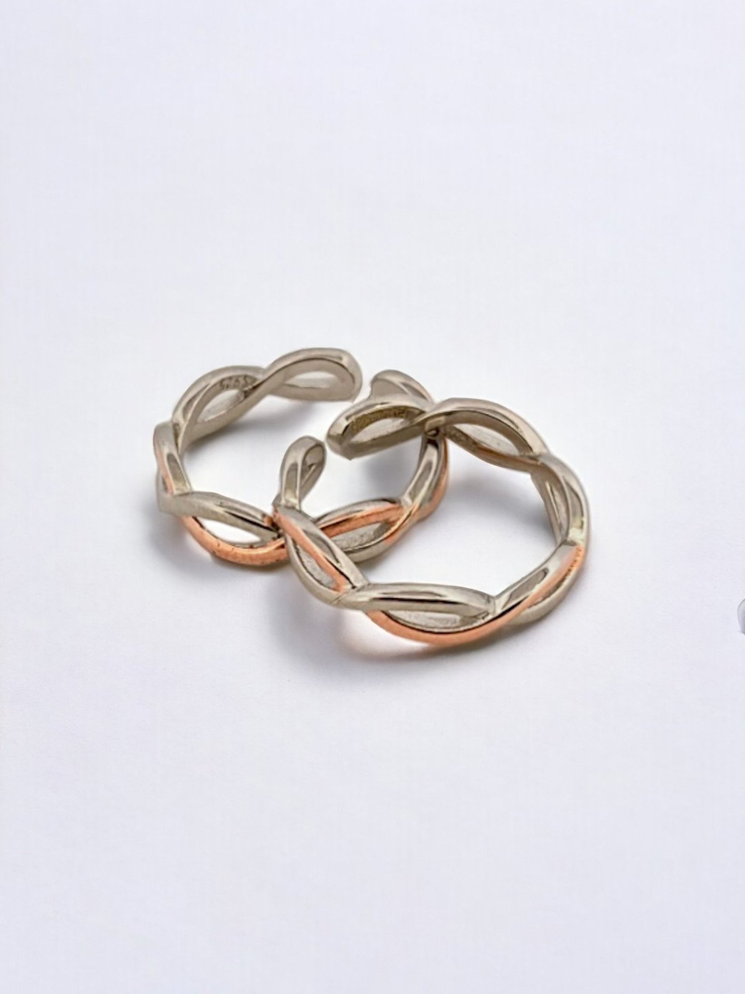 Rihi by P.C. Chandra Jewellers 925 Silver Rose Gold Chain Toe-Rings for Women & Girls