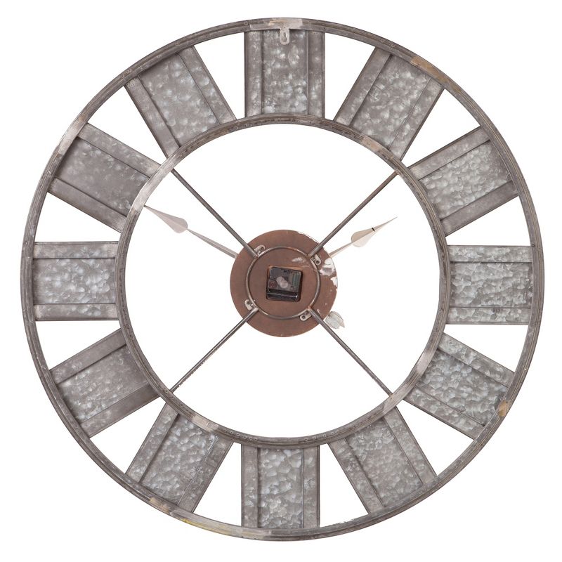 36" Galvanized Metal and Wood Windmill Clock Silver - Patton Wall Decor