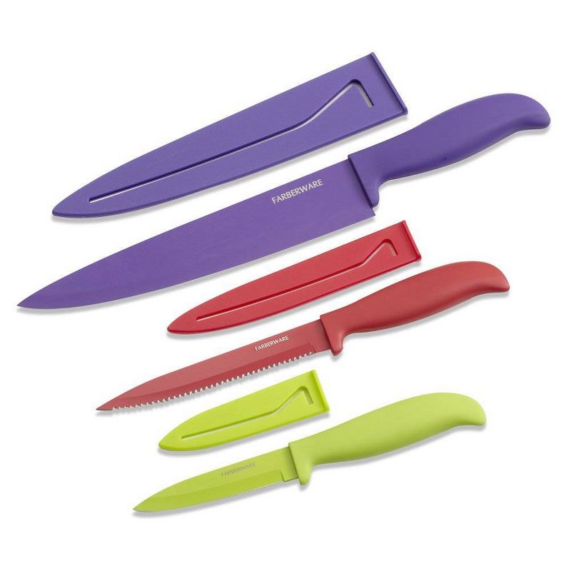 Farberware 3pc Colored Resin Chef Knife Set