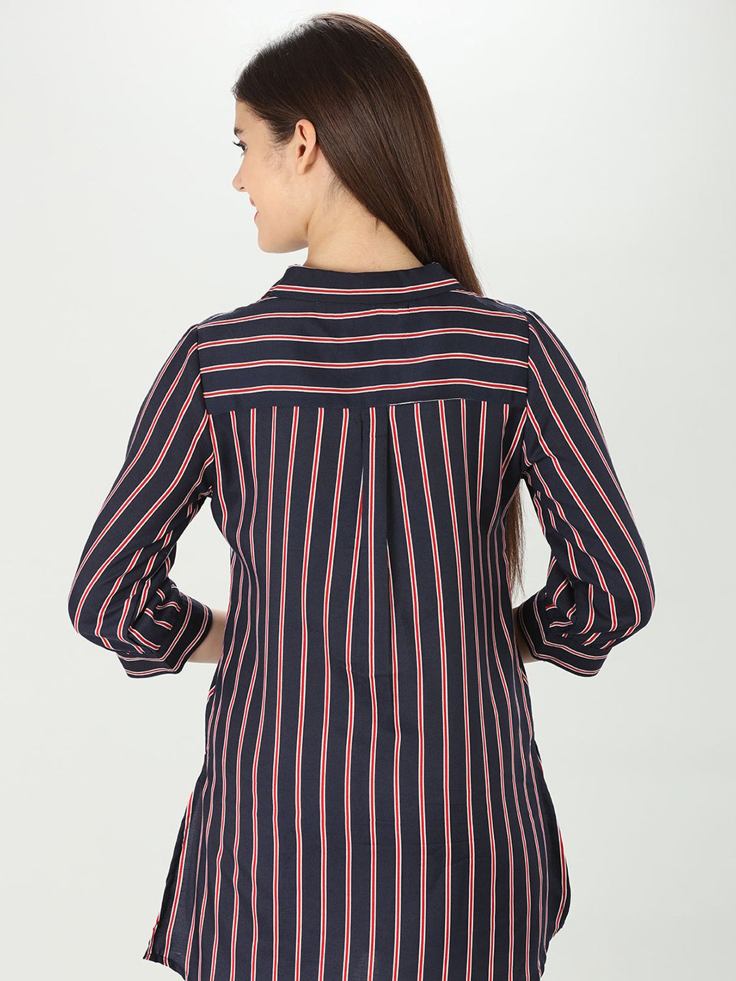 Mustard Navy Striped Shirt