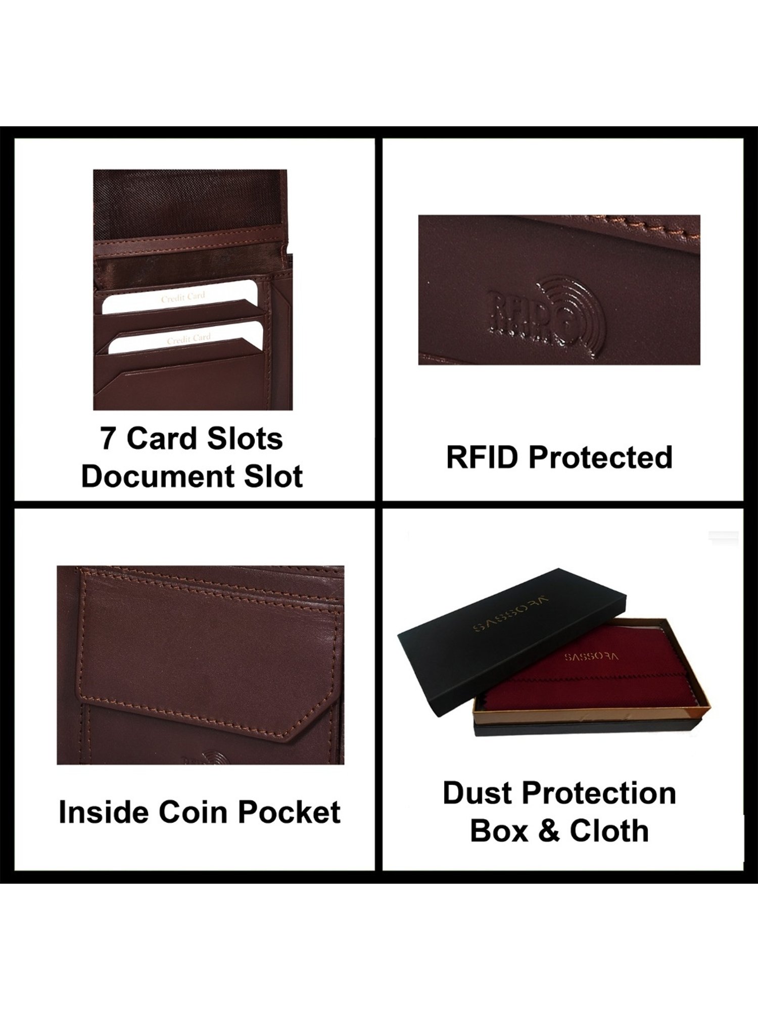 SASSORA ARLO Brown Leather Bi-Fold Wallet