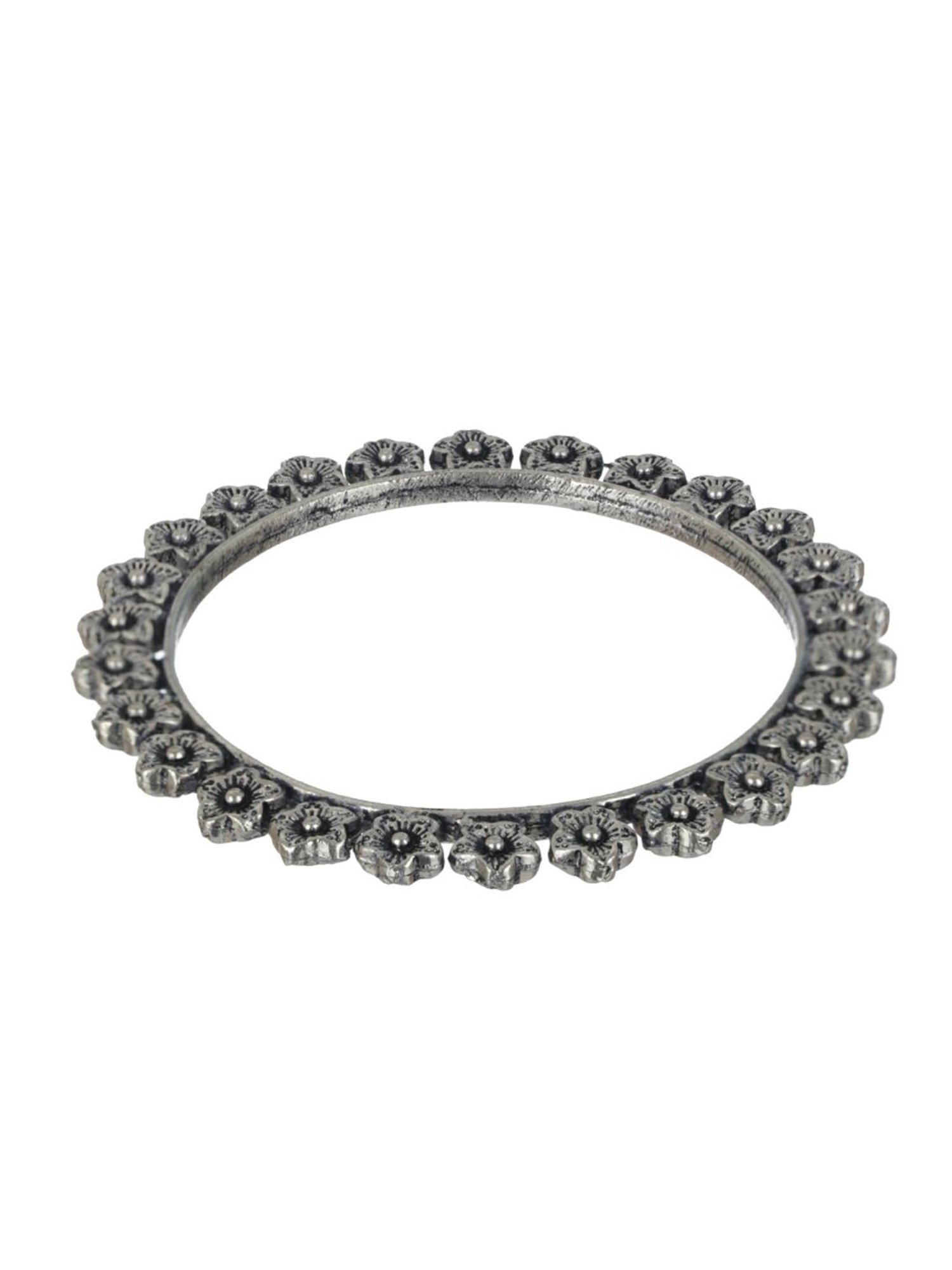 Aatmana Silver-Plated Handcrafted Oxidized Bangles for Women (Set of 2) - 2.4