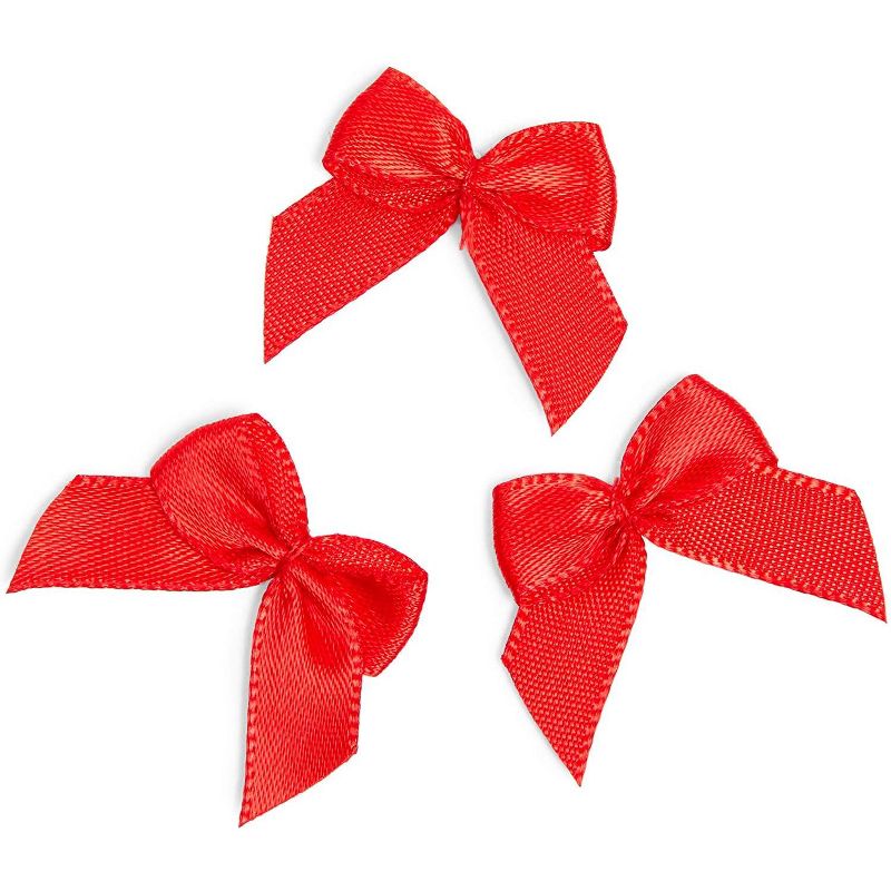 350pcs  1" x 1.2" Red Mini Bibbon Bows Appliques for DIY Crafts, Gift Wrapping Accessories and Scrapbooking