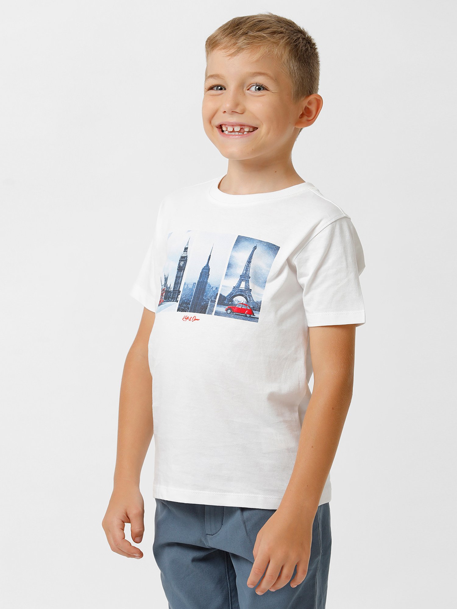 Kate & Oscar Kids White Printed T-Shirt