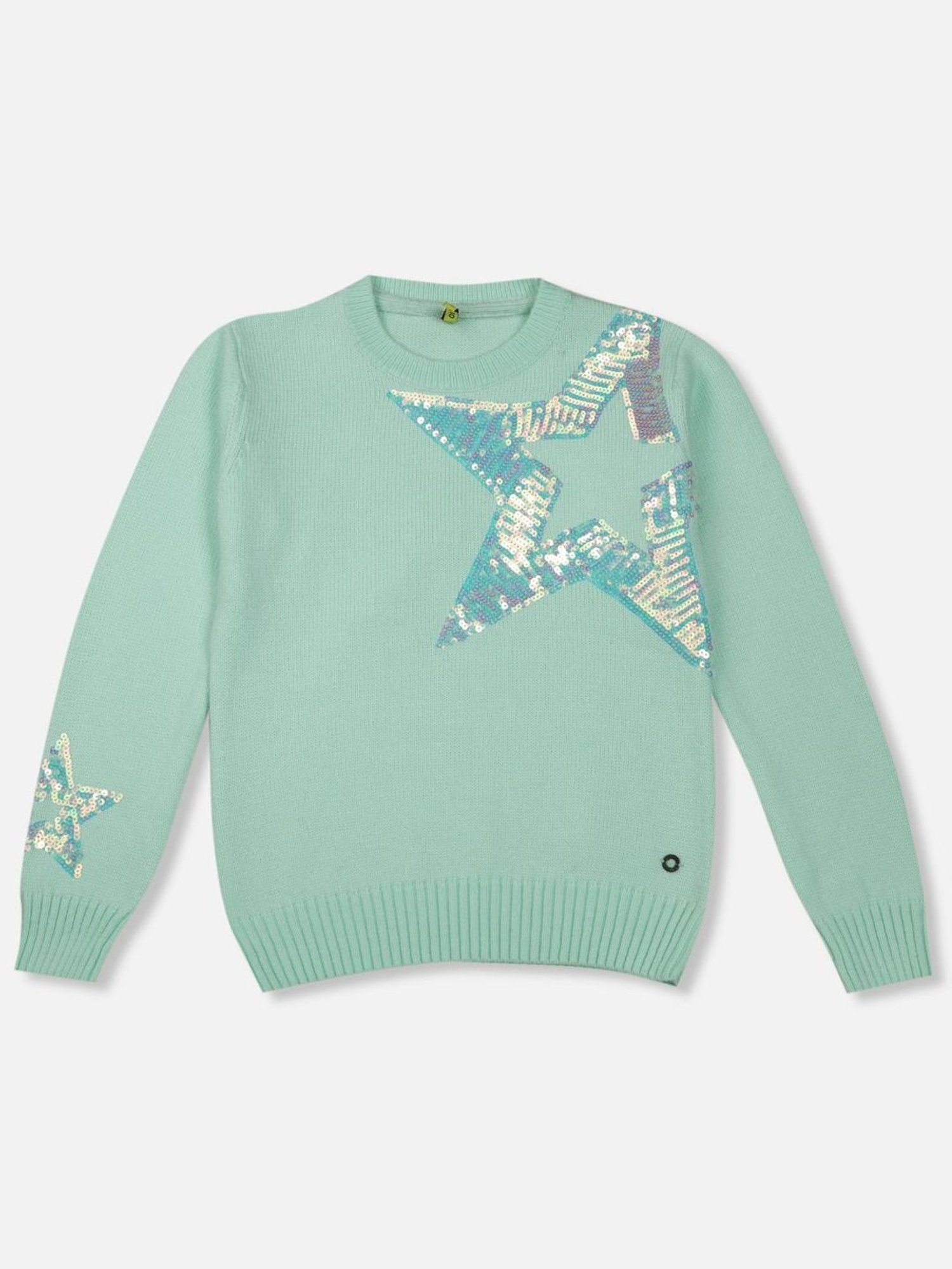 Elle Kids Black Solid Full Sleeves Sweater