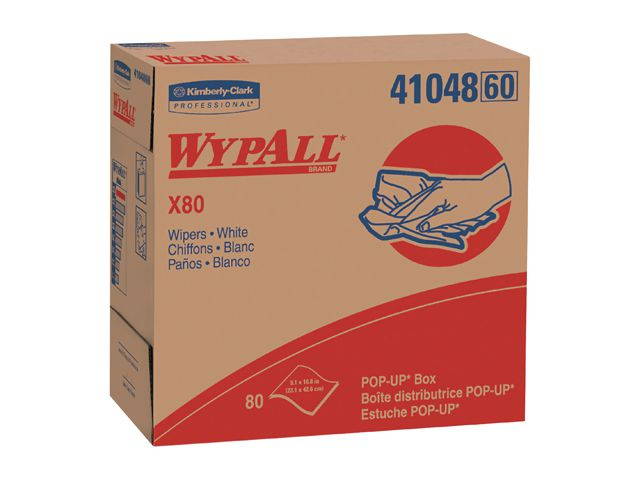 WypAll X80 Reusable Wipes (41048), Extended Use Cloths Pop-Up Box Format, White, 80 Sheets / Box; 5 Boxes / Case; 400 Sheets / Case