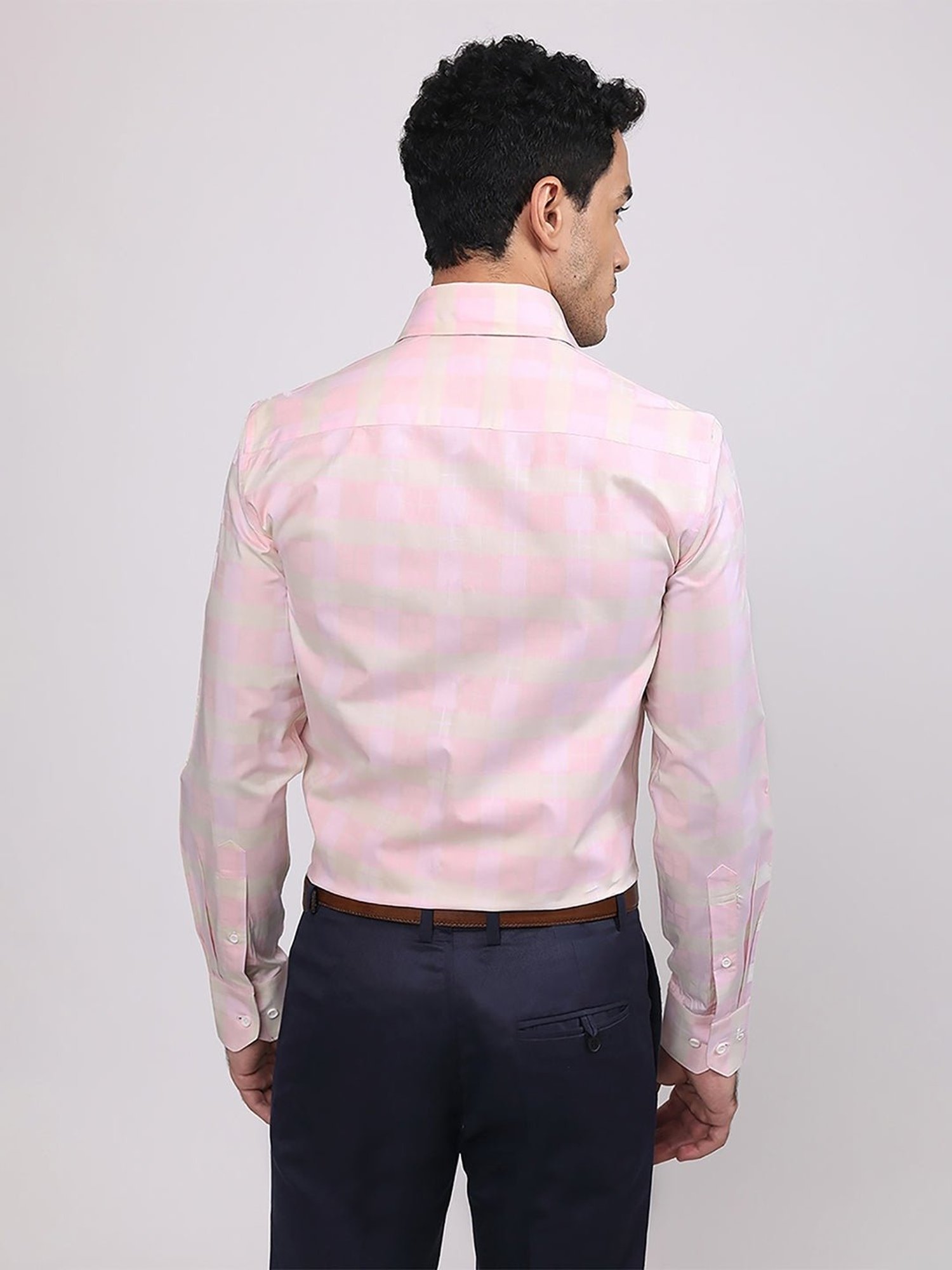 Louis Stitch Pink Cotton Regular Fit Checks Shirt