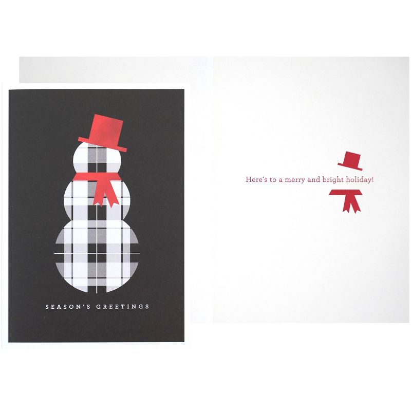 Green Inspired Plaid Snowman Boxed Cards 16ct