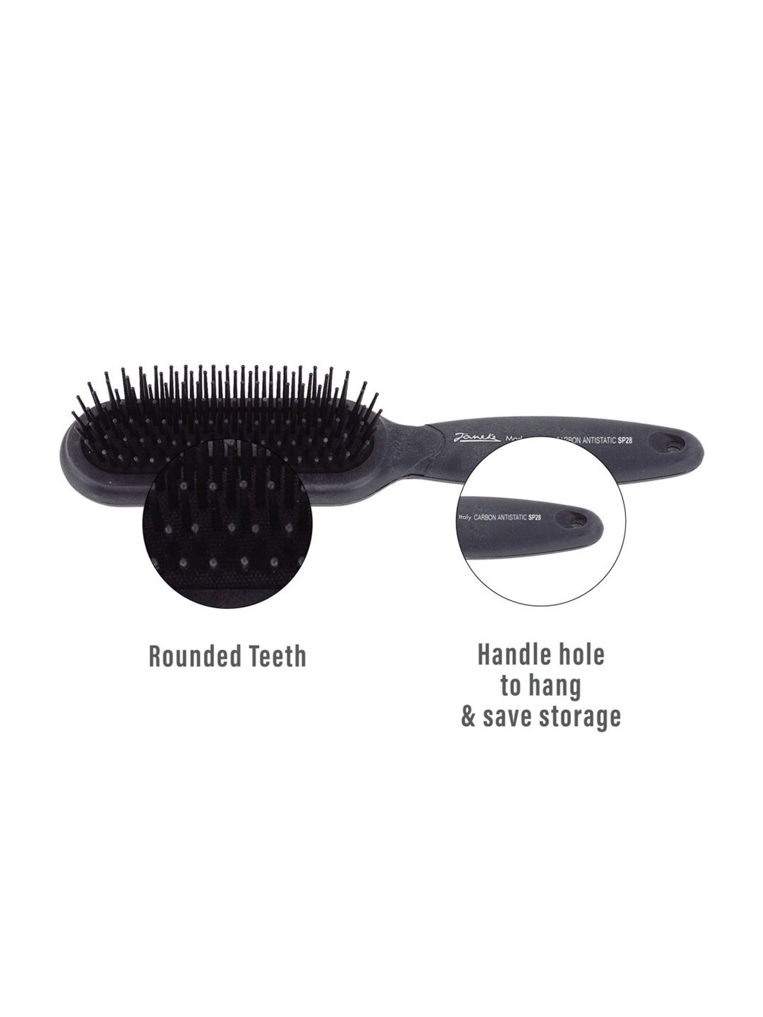 Janeke 1830 Professional Anti-Static Carbon Fibre Range Hair Brush - 22 cm