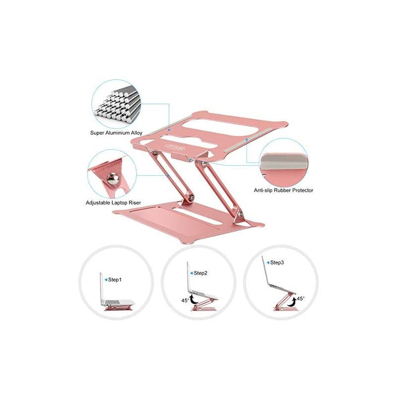 Laptop Notebook Stand Holder Adjustable Ultrabook Stand Riser Portable Compatible with laptops 10-15.6"(Rose Gold)