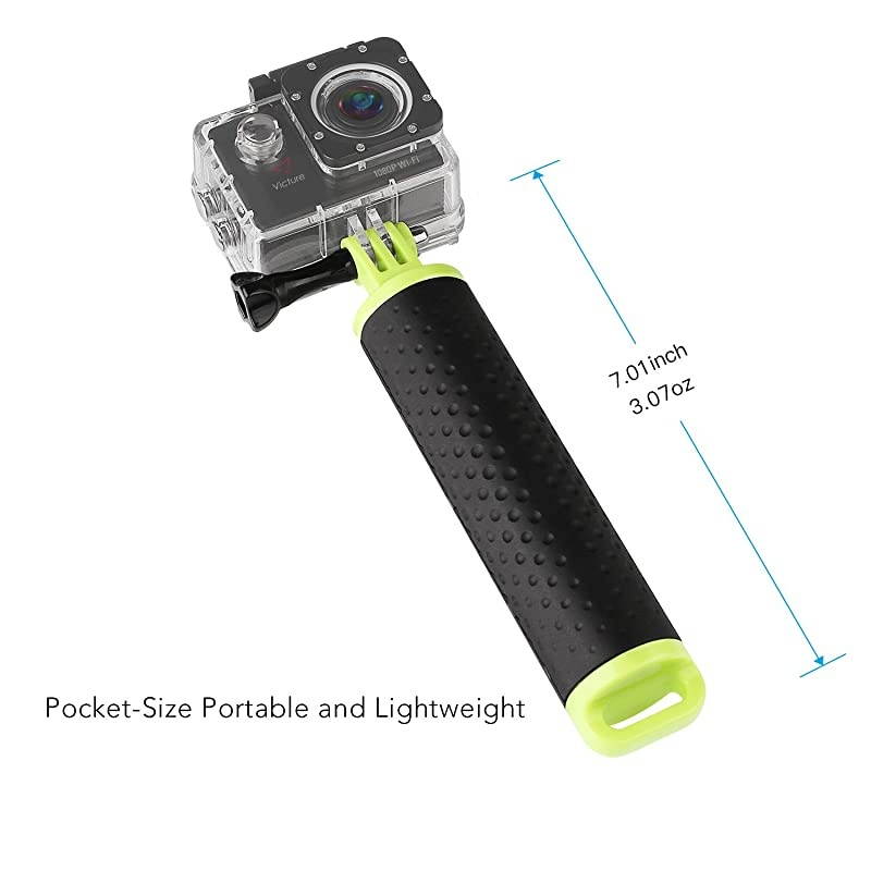 Action Camera Waterproof Floating Hand Grip, Handle Mount Accessories, Water Sport Pole Diving Stick, Compatible with GoPro Hero Session Cameras and All AKASO APEMAN Crosstour Action Cameras