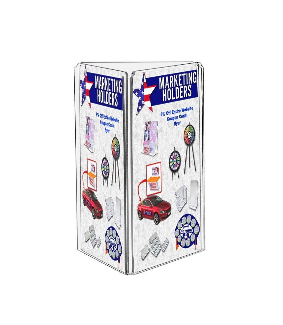 Marketing Holders 3 Sided Acrylic Table Tent Frame Advertisement Display Stand (10, 4"w x 6"h)