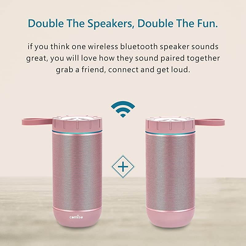 Waterproof Bluetooth Speakers Outdoor Wireless Portable Speaker with 20 Hours Playtime Superior Sound for Camping Beach Sports Pool Party Shower Rose Gold