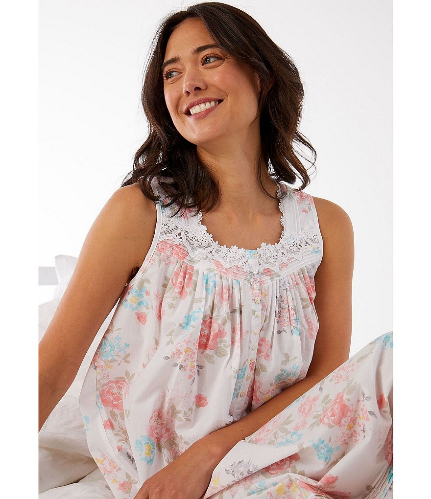 Eileen West Floral Print Woven Lawn Ballet Nightgown
