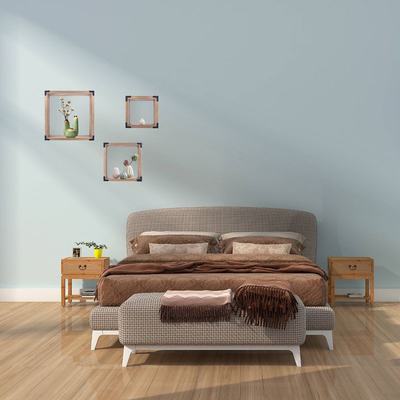 3pc Rustic Hanging Open Shadow Boxes Brown/Black - Danya B.