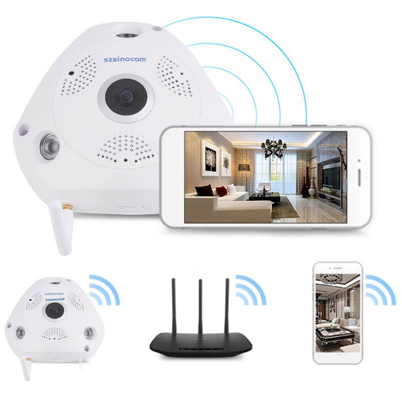 High Definition Mega Pixel Image Electronic PTZ Home Security Camera 360 Degree Full Range Viewing Camera White