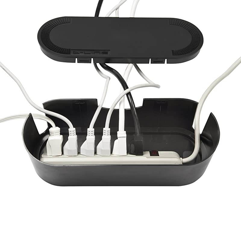 Cable Management Box | Hide and Conceal Power Strips and Electrical Cords from TVs Computers Gaming Consoles and PCs | Cord Organizer Made From Electrically Safe ABS Material | Small Black