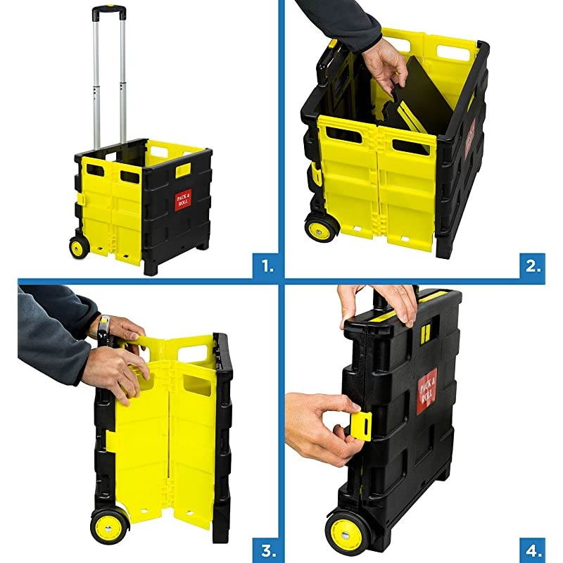 Rolling Utility Cart Folding and Collapsible Hand Crate on Wheels 55 lbs Capacity