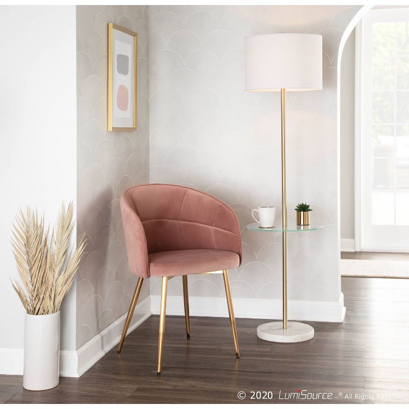 Chloe Contemporary Shelf Floor Lamp with Marble Base/Glass Shelf and Linen Shade White (Includes LED Light Bulb) - LumiSource