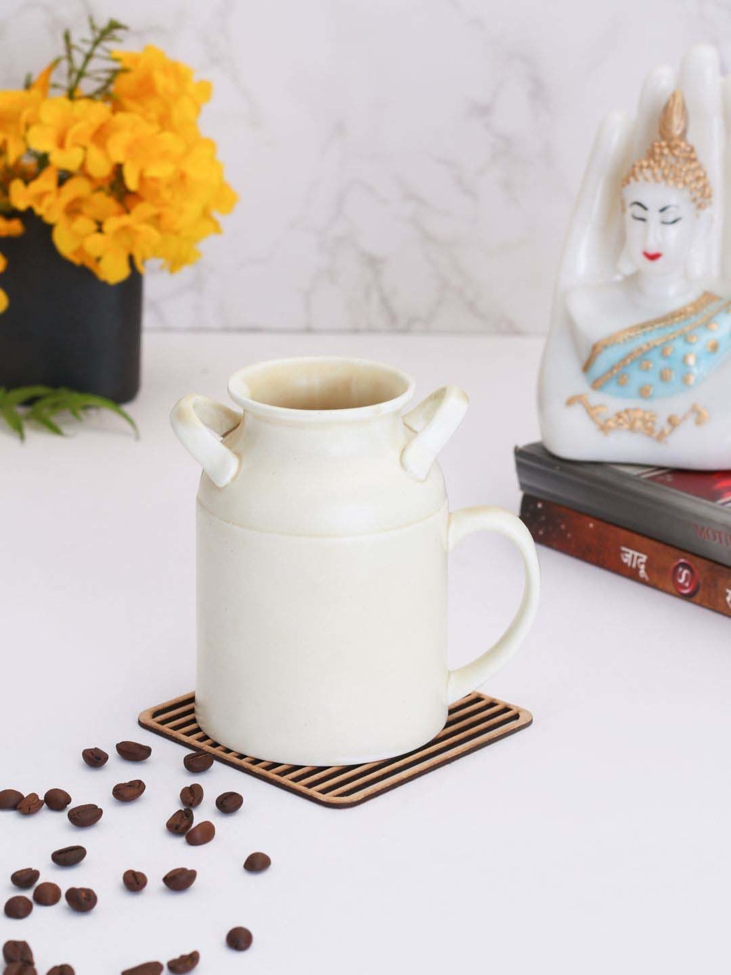 Clay Craft Multicolor Fine Ceramic Milk Mug - 350 ml - 1 Pc