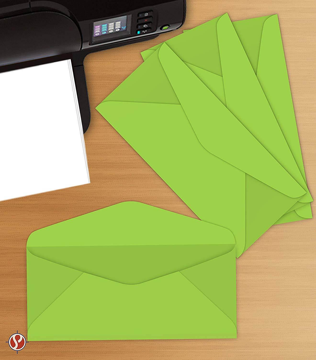 #10 Business Envelopes | 24lb (4 3/4 X 11 inches) | 50 Envelopes Per Pack | Lime Green