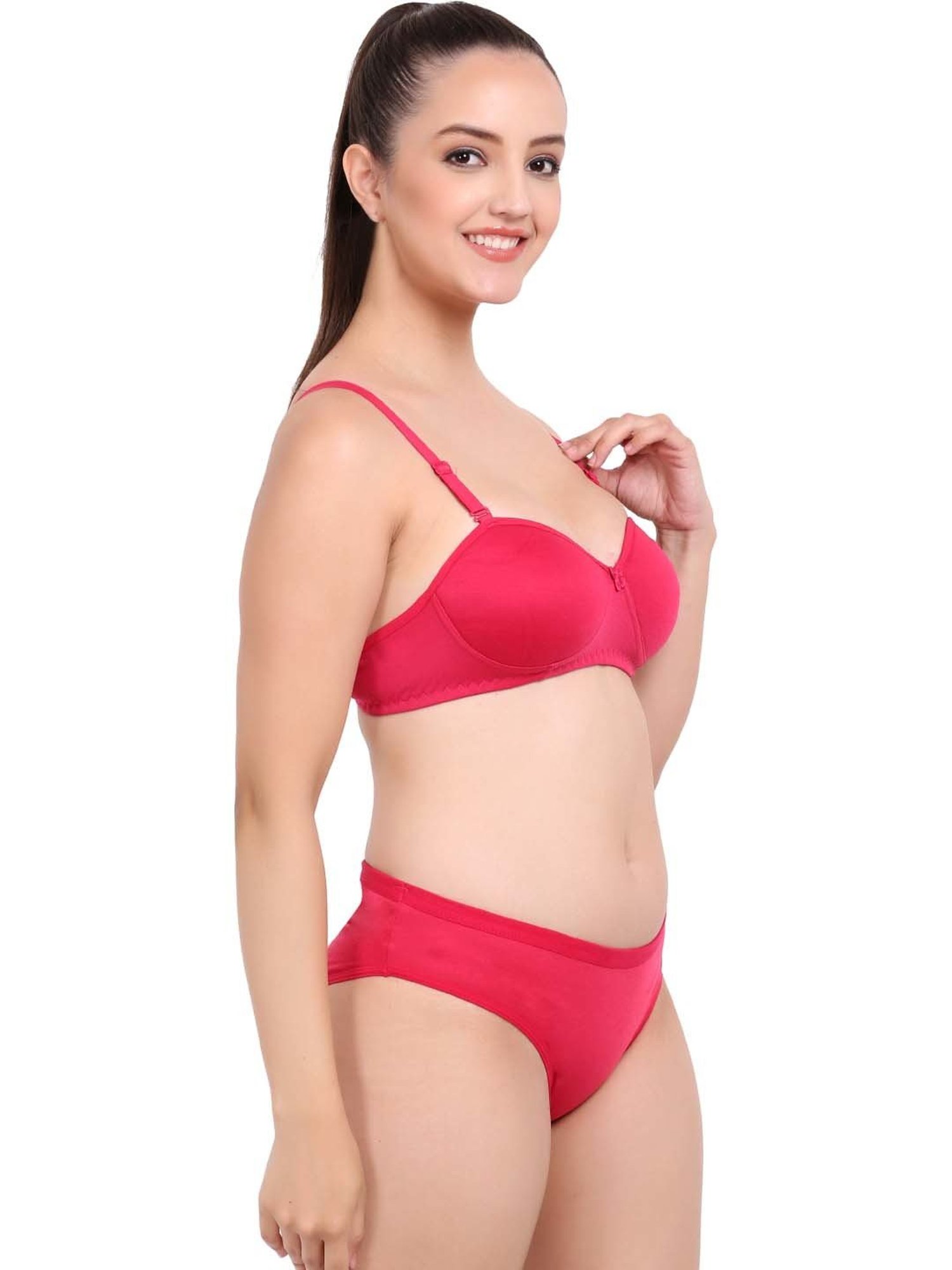 AROUSY Red Cotton Bra & Panty Set