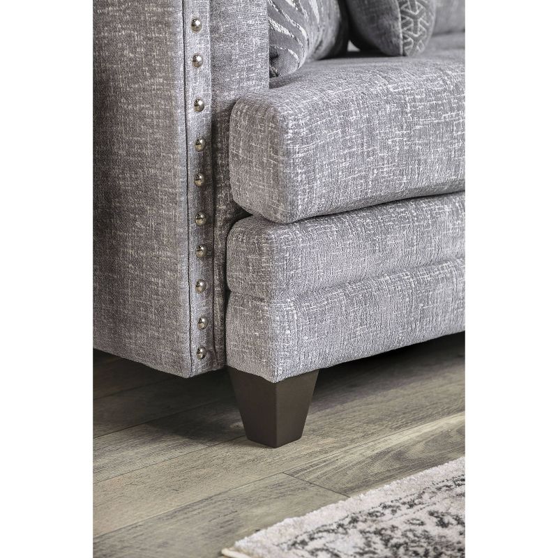 Faux Leather Accent Chair and Ottoman Charcoal Gray - EveryRoom