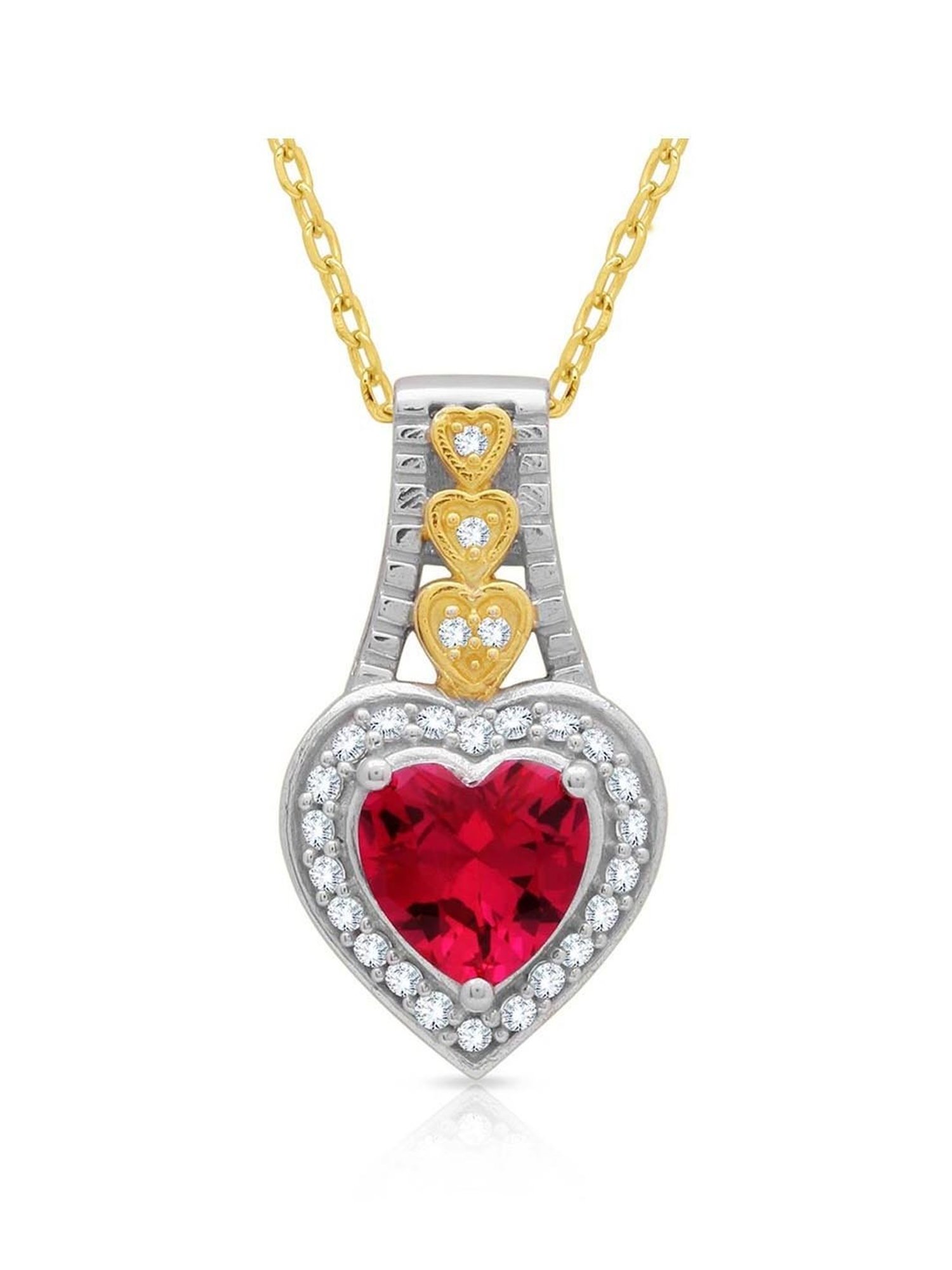 Anayra 92.5 Sterling Silver Red Heart Pendant with Chain for Women